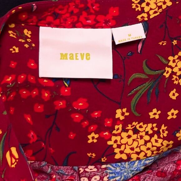 Maeve Anthropologie Women's Shirt Button Up Floral Pleated Colorful Spring Top M - Picture 3 of 9